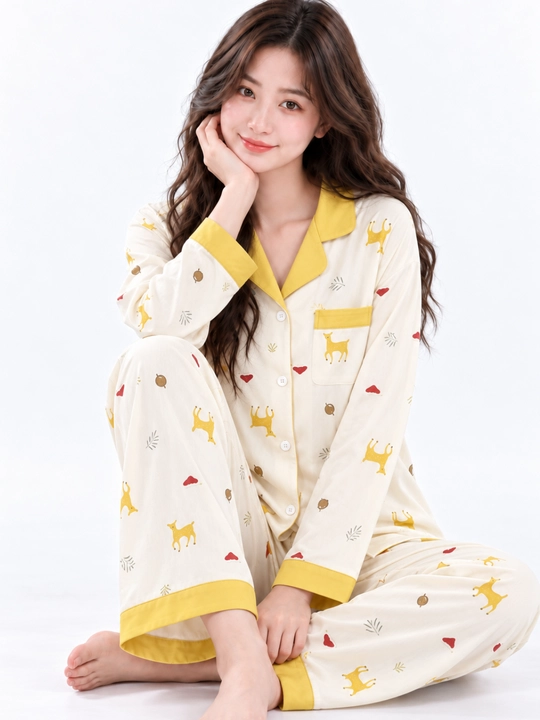 Ayollar uchun tugmali va shimli pijama