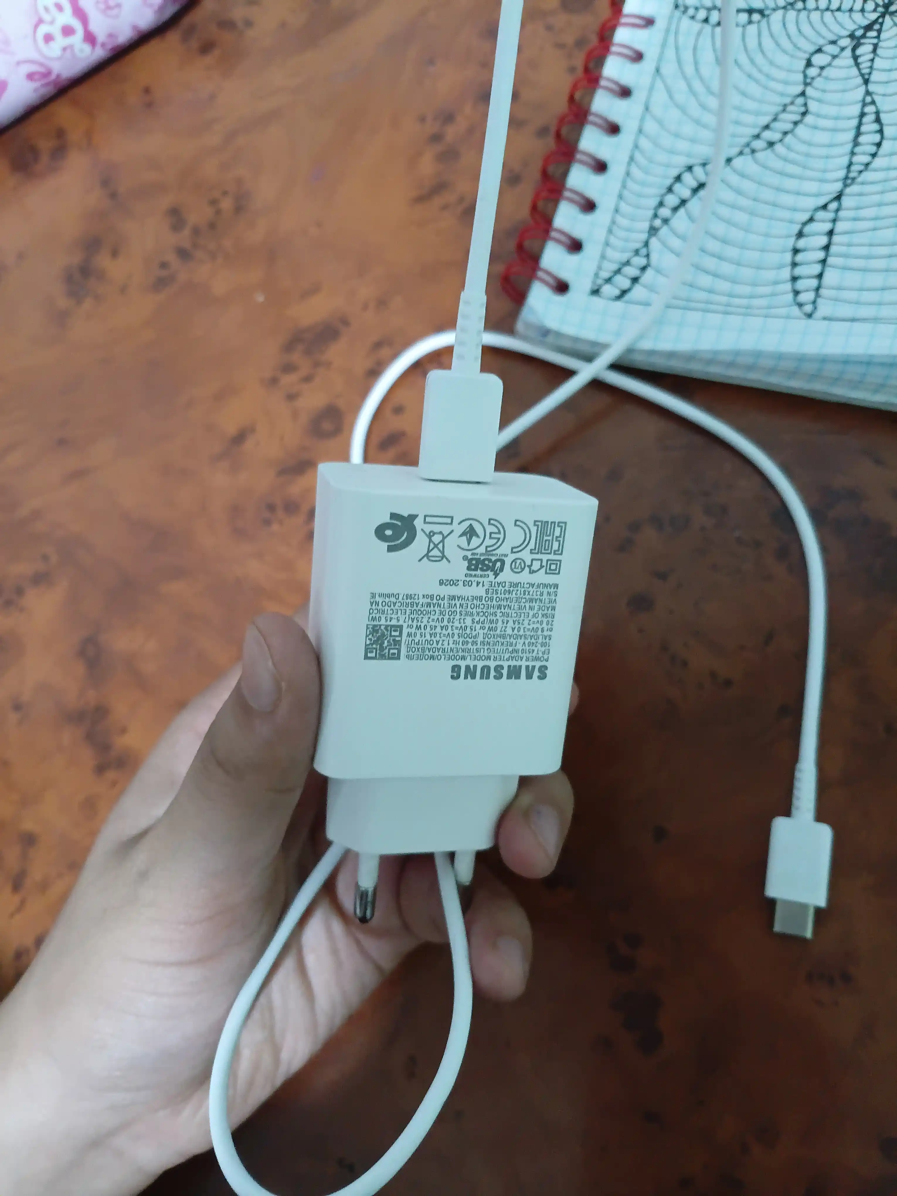 Адаптер, зарядное устройство 45WT/Ватт PD быстрозаряжающий с кабелем Type-C 5A