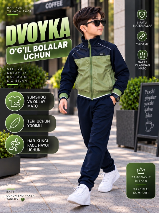 O‘g‘il bolalar uchun sport kostyumi – qulay, zamonaviy va sifatli, 6–8 yosh