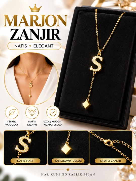 Bo'yin zanjiri, harf marjoni bilan, harfli zanjir - 