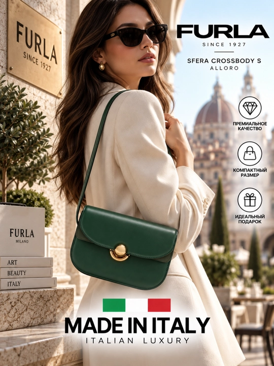 Ayollar sumkasi Furla Sfera Crossbody S, to‘q yashil (Alloro)