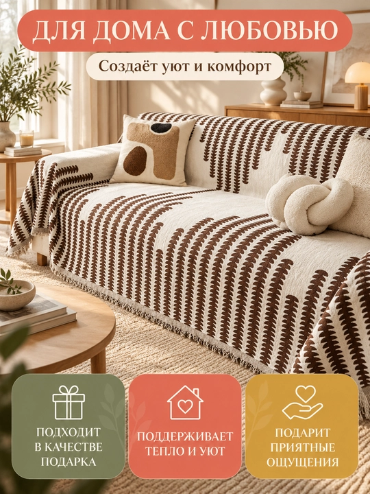 Divan va kreslolar uchun yopinchiq-pled, mebel uchun universal g‘ilof, choyshab 230x180 sm