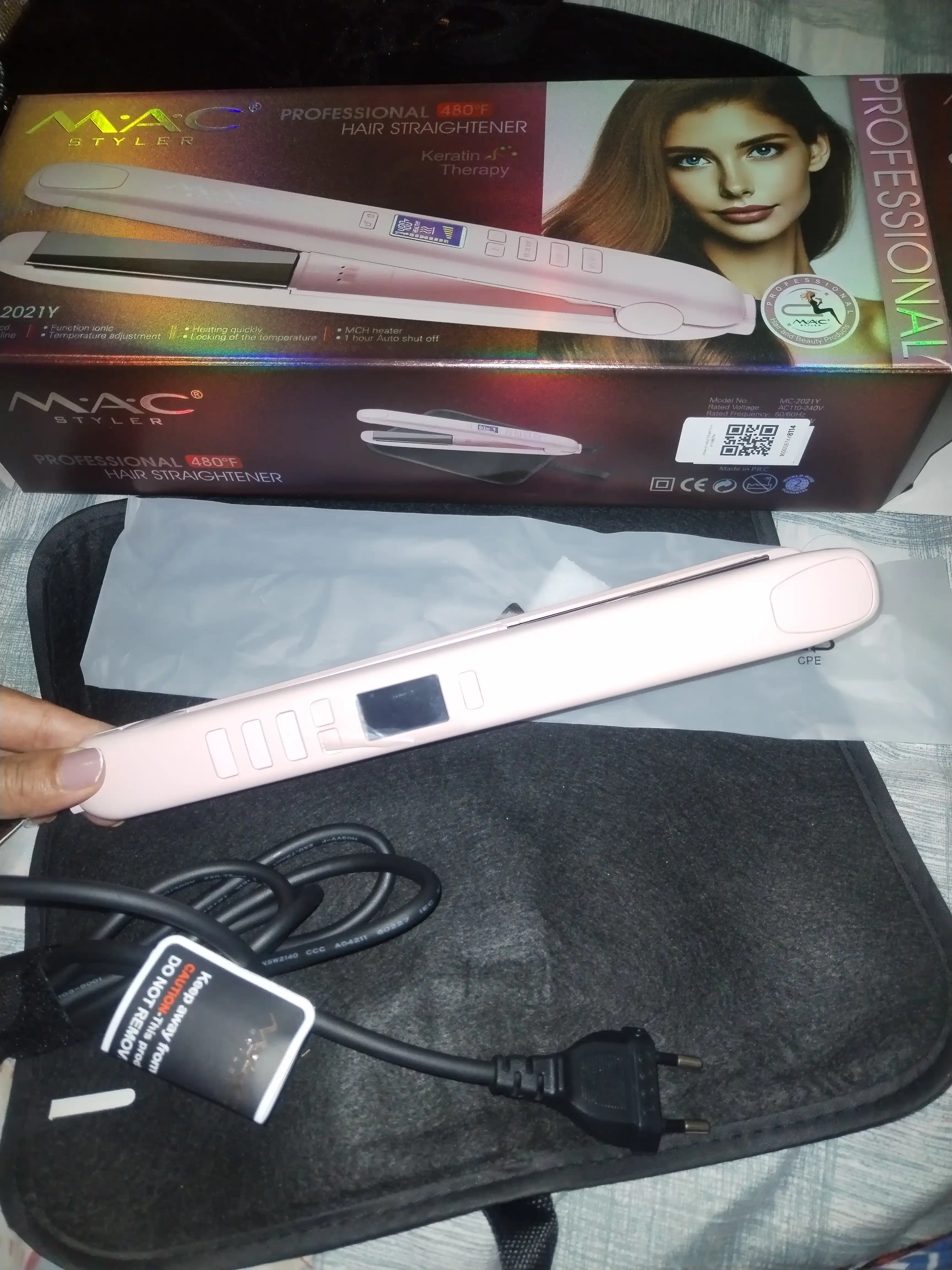 Professional TITAN-CERAMIC  soch tekislovchi dazmol MAC Styler MC-2021, LCD displeyli
