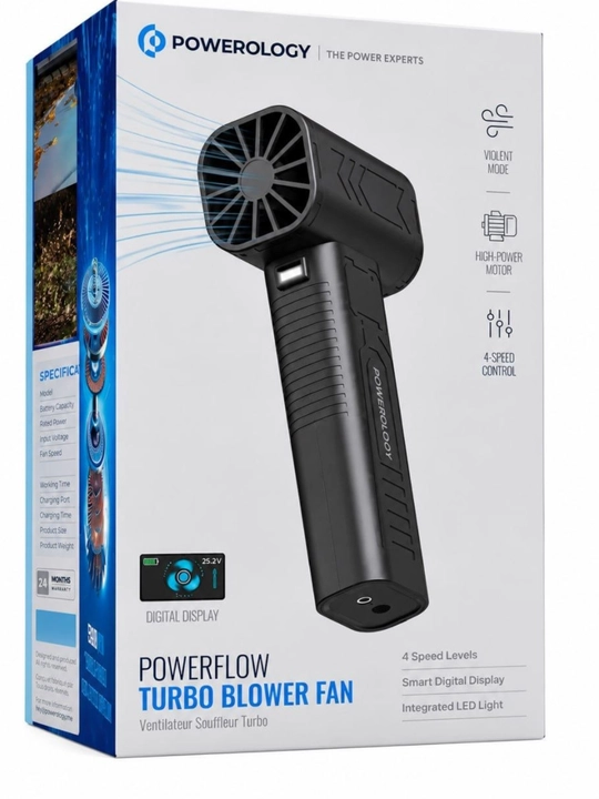 Турбо воздуходувка Powerology PowerFlow, 55 000 об/мин, 4 режима