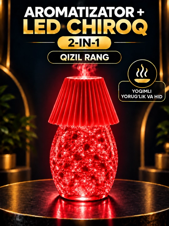Aromatizator va LED tungi chiroq 2-in-1, uy va ofis uchun havo xushbo‘ylantirgich - 