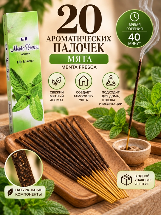 Uy uchun xushbo‘y tayoqchalar aromatli tayoqchalar 20 dona