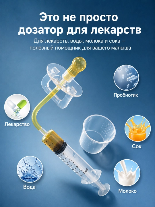 Bolalar uchun dori dozatori, shprits va emzik, suyuq dori berish uchun, 5 ml