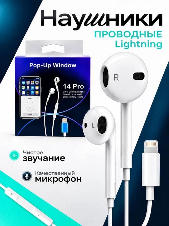 Simli quloqchinlar Blue Spectrum Ulagich: Lightning / Type-C  mikrofon bilan - 