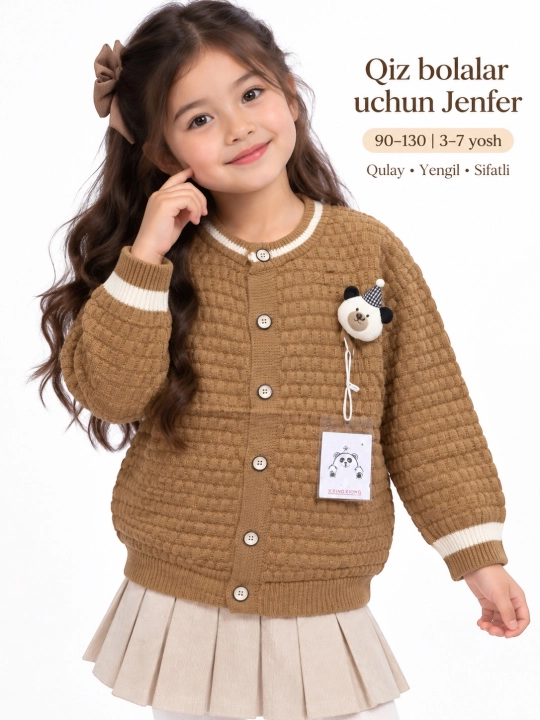 Qiz bolalar uchun Jenfer kardigan