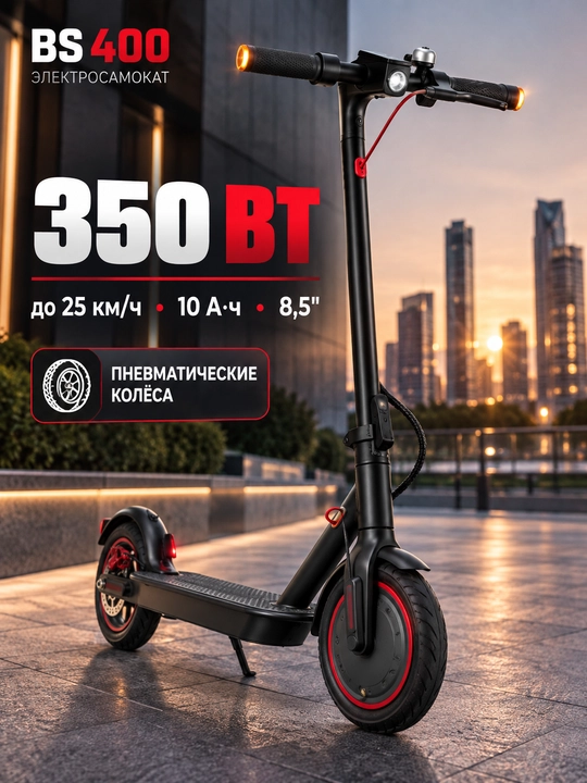 BS 400 elektrosamokat, 350 Vt, 25 km/soatgacha, 10 Ah akkumulyator, 8,5" g‘ildirak - 