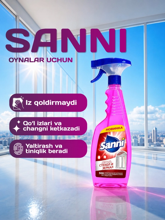 Shisha va oynalar uchun vosita Sanni Glass Cleaner Red 500 ml - 