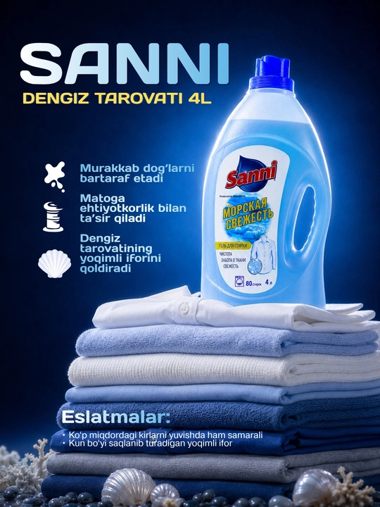 Suyuq kir yuvish poroshoki Sanni, 4 litr