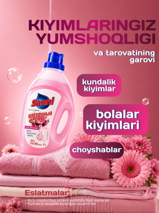 Suyuq kir yuvish kukuni Floral Liquid Powder, 4 litr