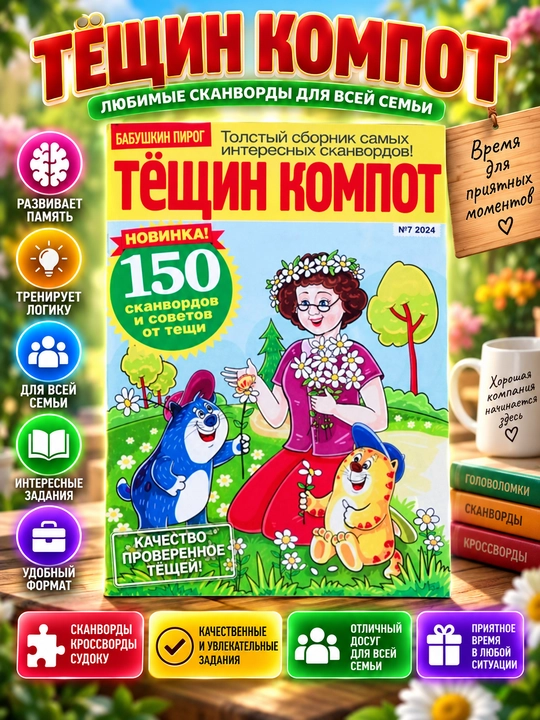Tolstiy sbornik interesnih skanvordov Tyoshin kompot,sovety ot tyoshi rus tilida №7/24 - 