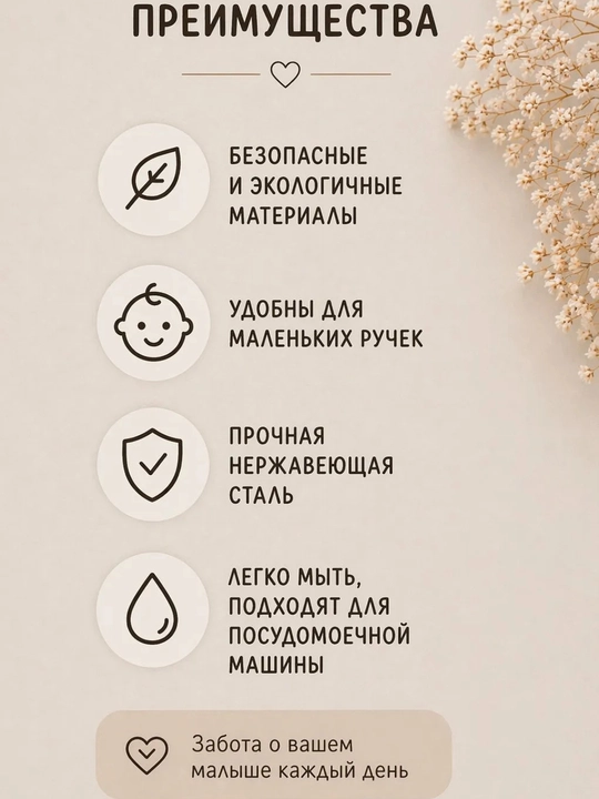 Набор детских столовых приборов, ложка и вилка в футляре