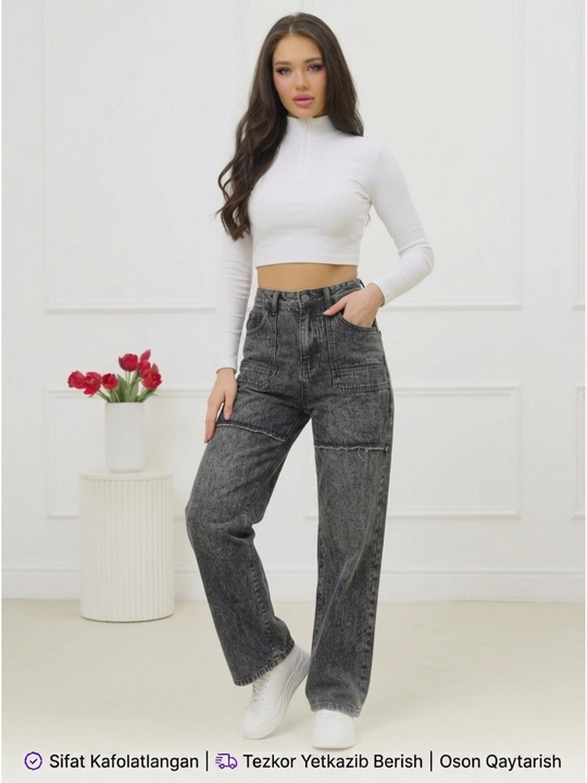 Ayollar uchun oversize jins shimlar