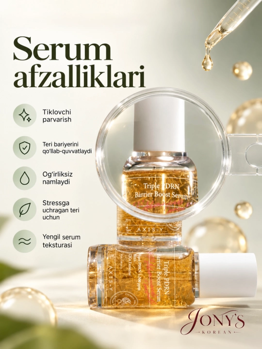 AXIS-Y PDRN - Vegan PDRN 1500 ppm, NAD+ va sentella bilan tiklovchi zardob, 30 ml