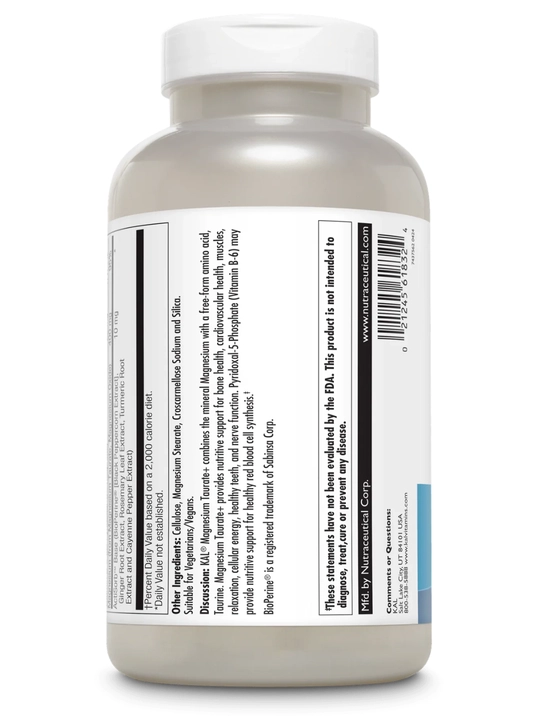 Magniy taurat, KAL, Magnesium Taurate, 400 mg, 90 ta tabletka, AQSH