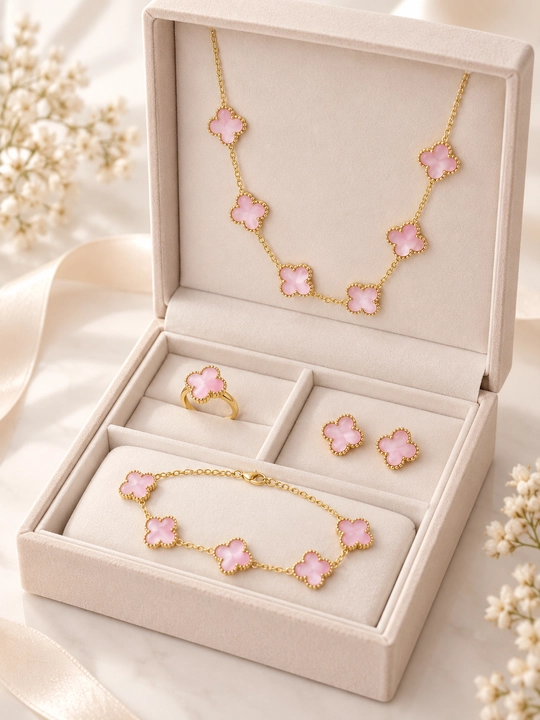 VAN CLEEF Набор бижутерий, кольцо, серьги, цепочка, браслет