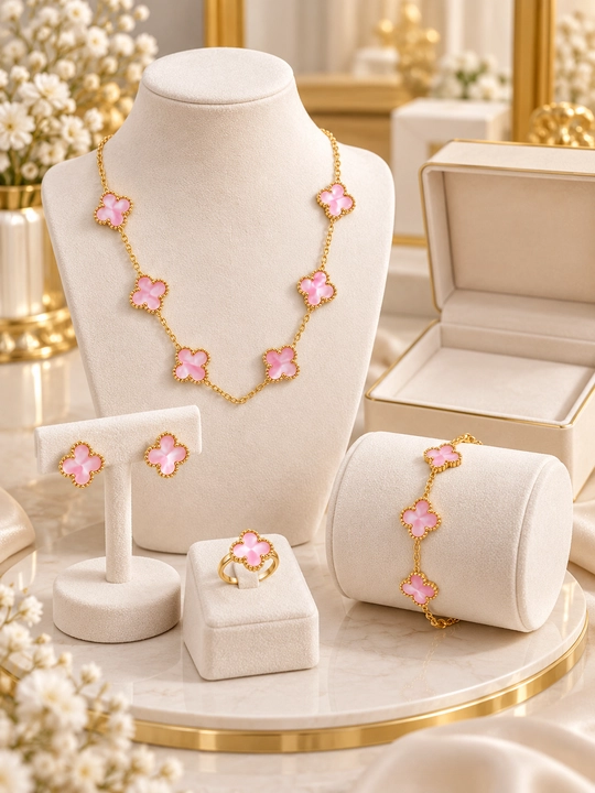 VAN CLEEF Набор бижутерий, кольцо, серьги, цепочка, браслет
