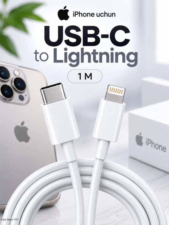 Кабель для iPhone USB-C Lightning и USB-A Lightning 1 метр для зарядки и передачи данных - 
