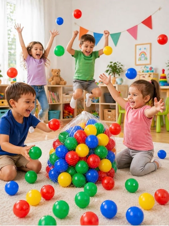 Bolalar uchun rangli o‘yin sharlari, 5 xil rangda, 10, 20, 30, 50, 100 dona to‘plam