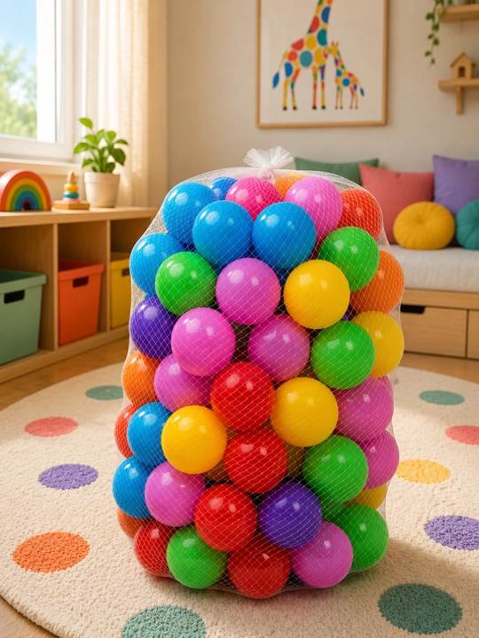 Bolalar uchun rangli o‘yin sharlari, 5 xil rangda, 10, 20, 30, 50, 100 dona to‘plam