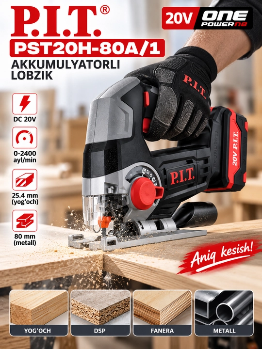 P.I.T. PST20H-80A/1 20V akkumulyatorli lobzik