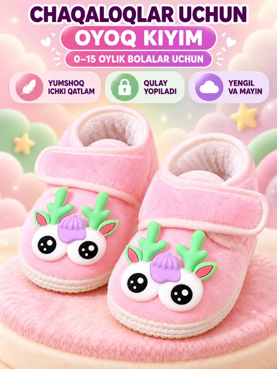 Chaqaloqlar uchun pinetkalar Chaqaloqlar uchun issiq etikcha 0–18 oylik bolalar oyoq kiyim - 