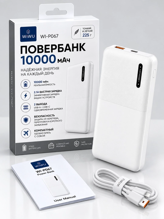 Power Bank WiWU WI-P067 10000 mAh , telefon uchun portativ tashqi akkumulyator