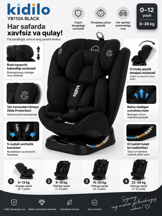 Автокресло  KIDILO YB101
