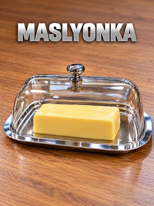 Maslyonka sariyog‘ va pishloq uchun, akril shaffof qopqoqli va nerjaveyka qopqoqli sifatli - 