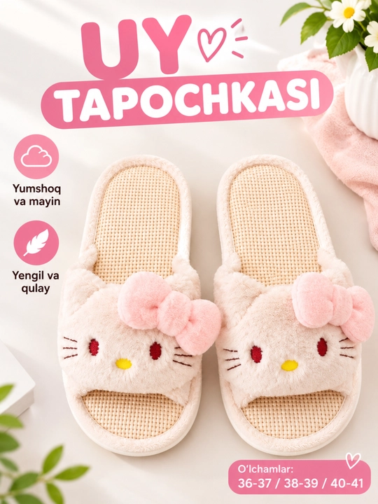 Uy tapochkasi ayollar uchun, yumshoq va yengil, issiq shippak, 36–41 - 
