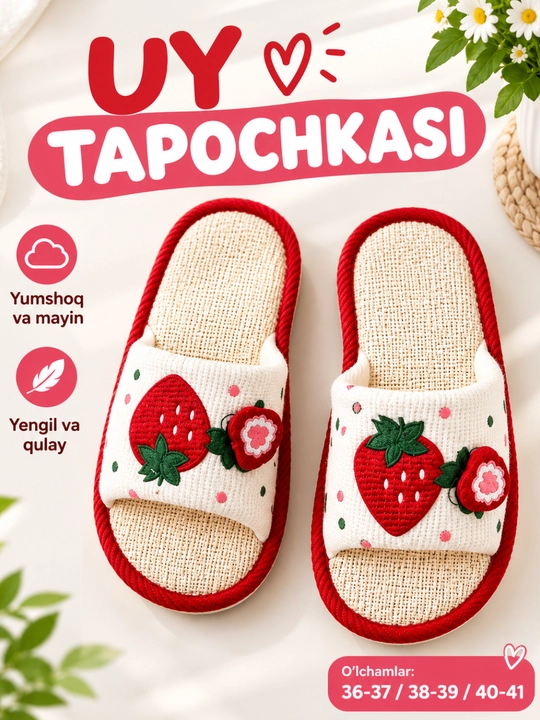 Uy tapochkasi ayollar uchun, yumshoq va yengil, issiq shippak, 36–41 - 