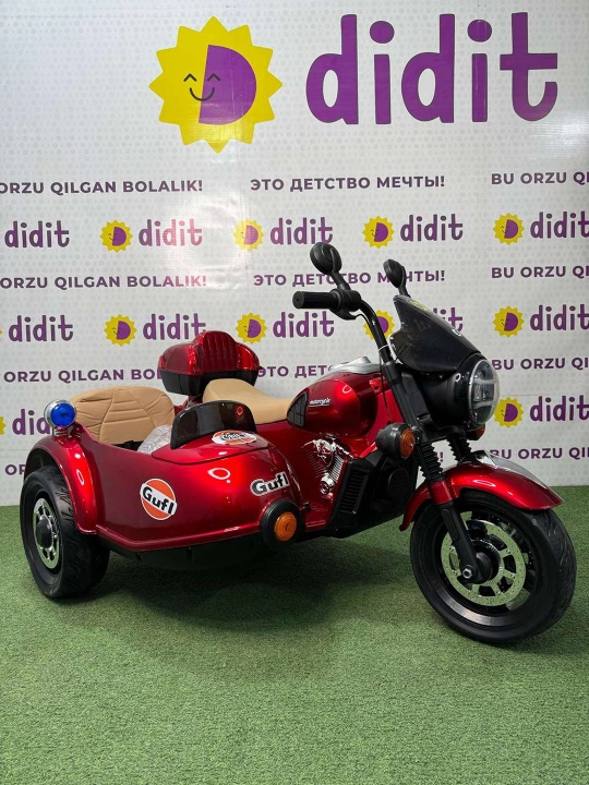 Kiddo-1916 bolalar elektr mototsikli — 12 V, pultli, ratsiyali, 3 g‘ildirakli moto