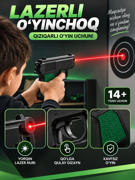 Lazerli o‘yinchoq pistolet revolver – nishonga olish uchun