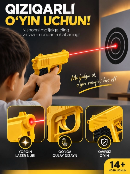 Lazerli o‘yinchoq pistolet revolver – nishonga olish uchun