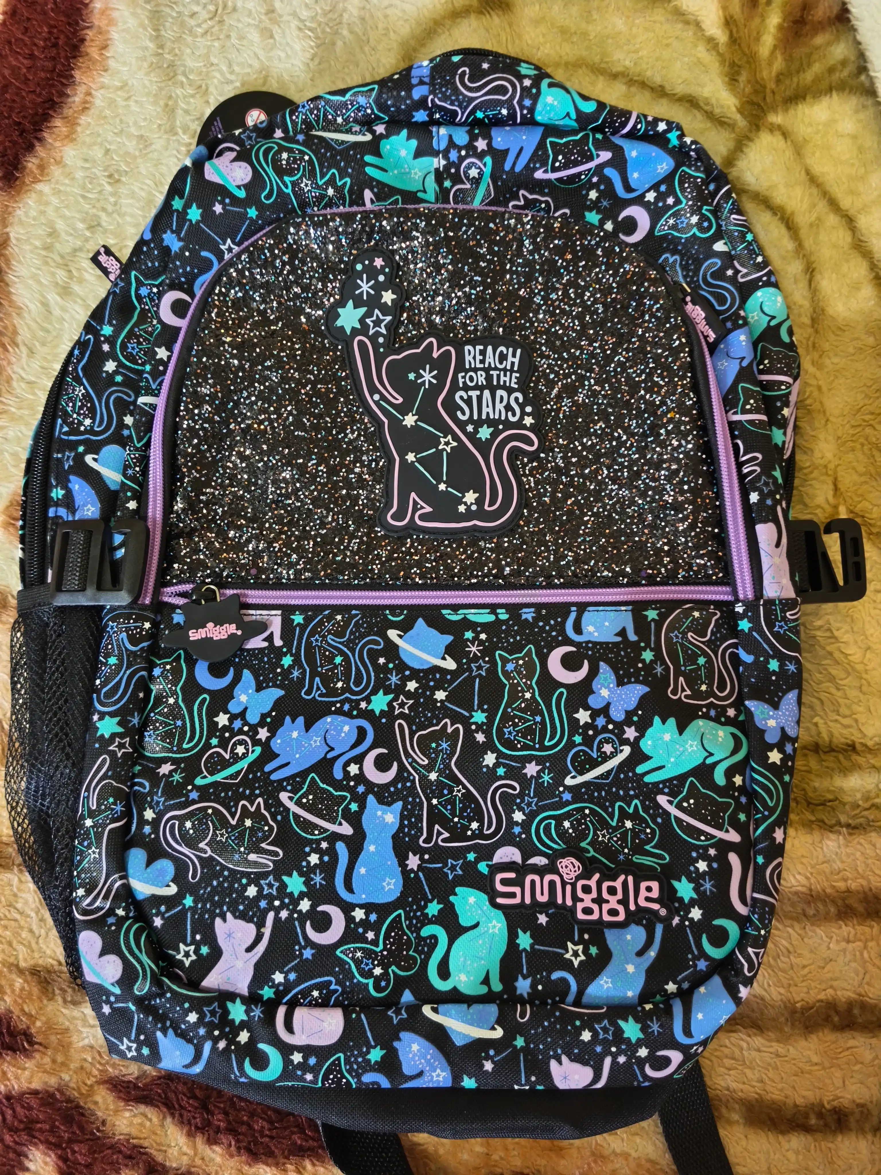 Qizlar uchun maktab ryukzagi Smiggle, keng sig‘imli, bo‘limli, 40×30×15 sm