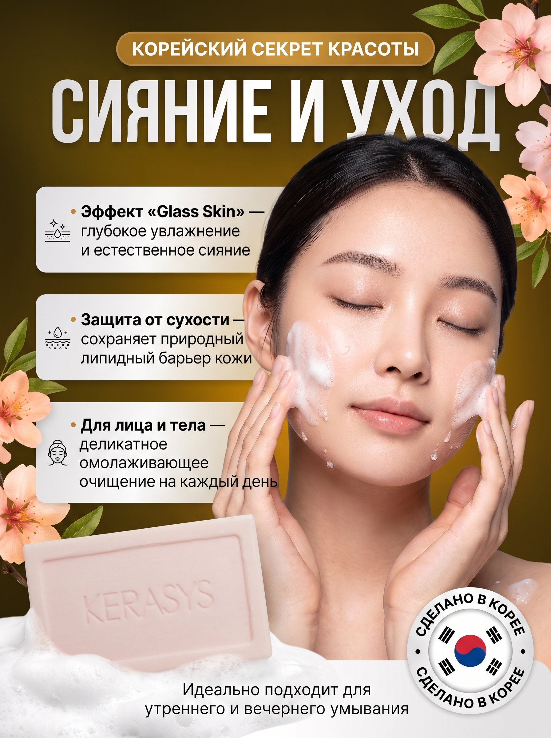 Kosmetik sovun, xushbo'ylangan, dengiz minerallaridan, Kerasys, 100 gr