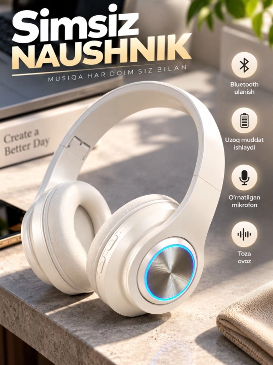P9 simsiz Bluetooth quloqchini – Mikrofonli, buklanadigan Over-Ear naushnik