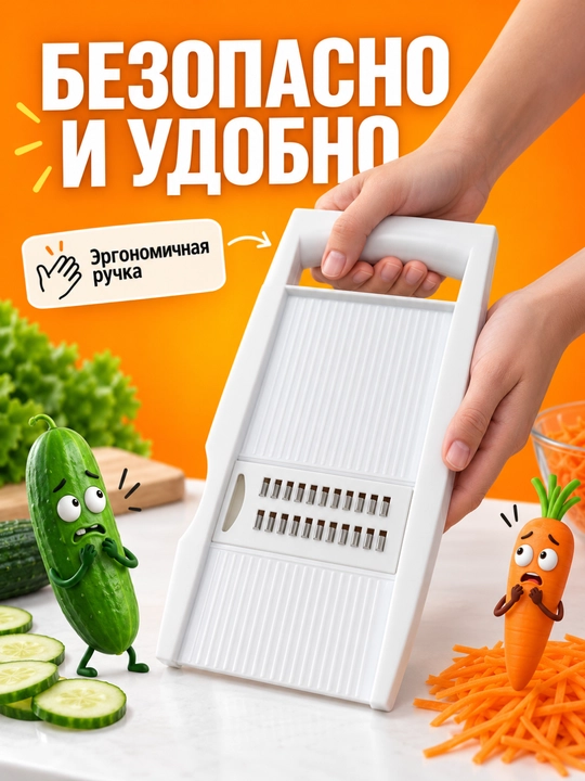 Ручная овощерезка для овощей и фруктов, 4 сменные насадки