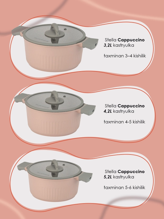 Кастрюля со стеклянной крышкой, АП линия "Stella" cappuccino Kukmara