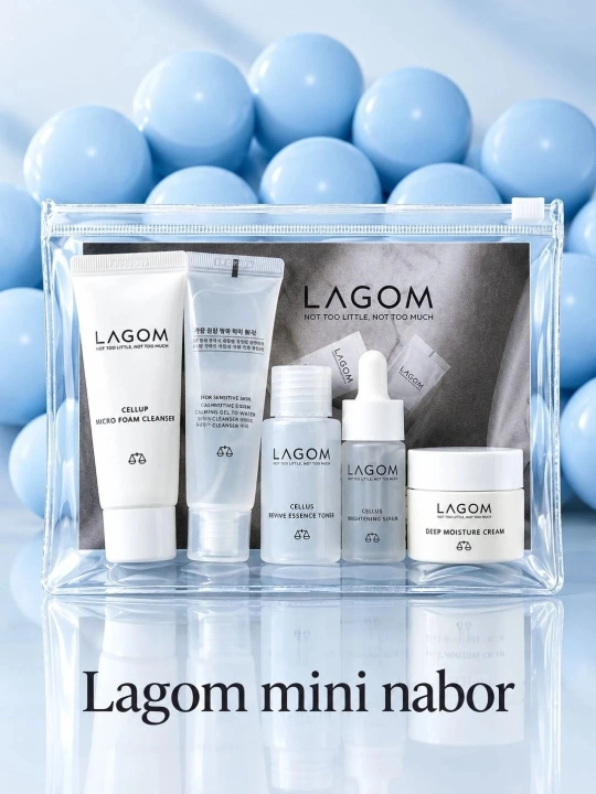 Lagom Mini Nabori: lagom gel water cleancer,micro foam cleancer mist toner  Moisture cream - 
