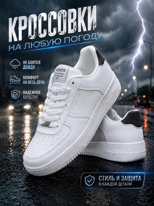 Erkaklar oq krossovkasi, kuzgi, zamonaviy, sport krossovkalari - 