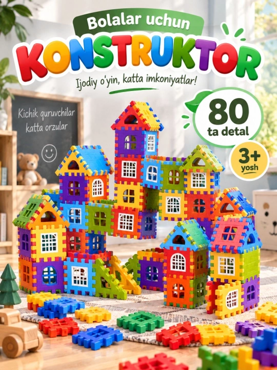 Развивающая детская игрушка, детский цветной конструктор, головоломка - 