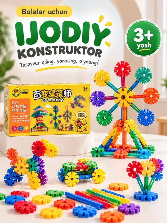 Развивающая детская игрушка, детский цветной конструктор, головоломка - 