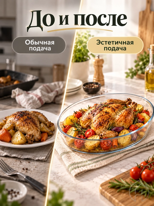 Стеклянная форма для запекания 3 л, для блюд и выпечки, 36 × 24 × 7 см xp-2-6