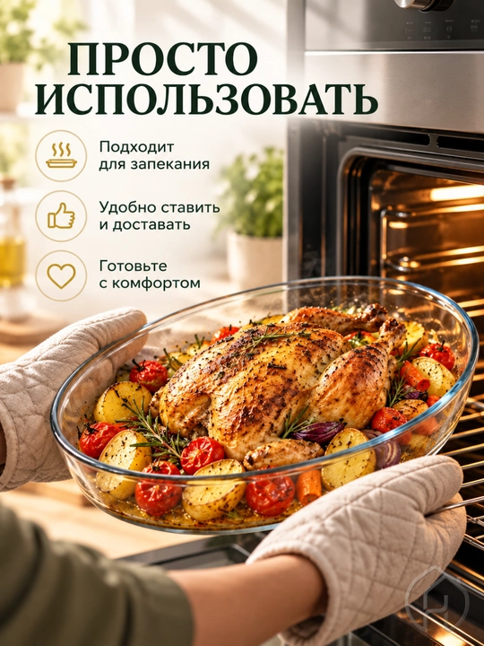 Стеклянная форма для запекания 3 л, для блюд и выпечки, 36 × 24 × 7 см xp-2-6