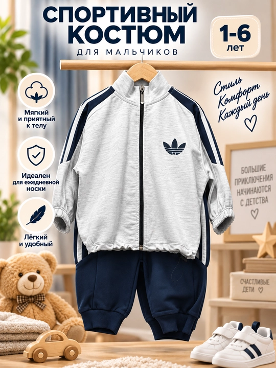 Bolalar sport komplekti, zamonaviy trend kostyum, кофта va shim, 1–12 yosh
