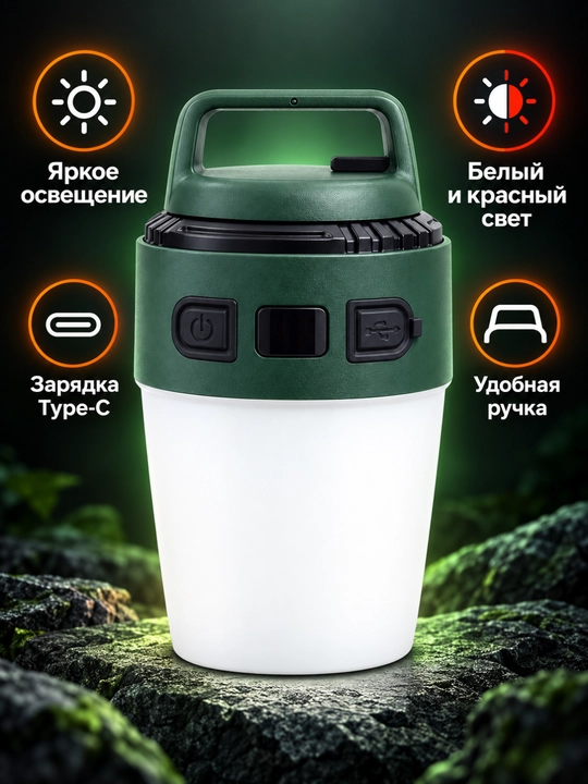 Chirog‘i Ko‘p rejimli USB orqali quvvatlanadigan LED kemping
